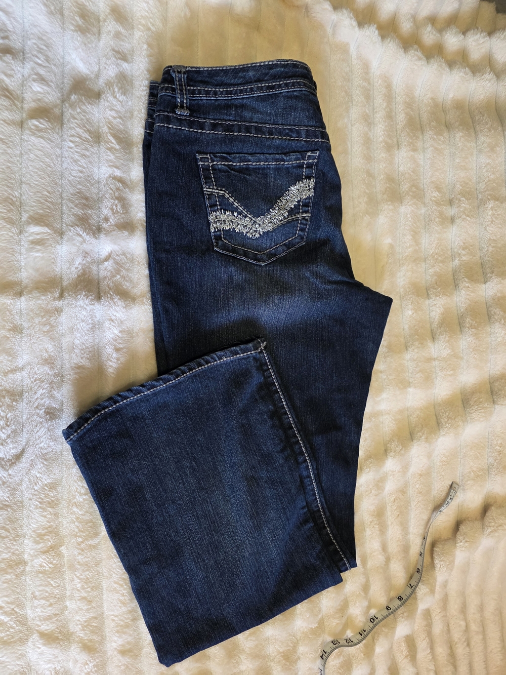 Women's Dark Blue Bootcut Jeans with Embroidered Back Pocket